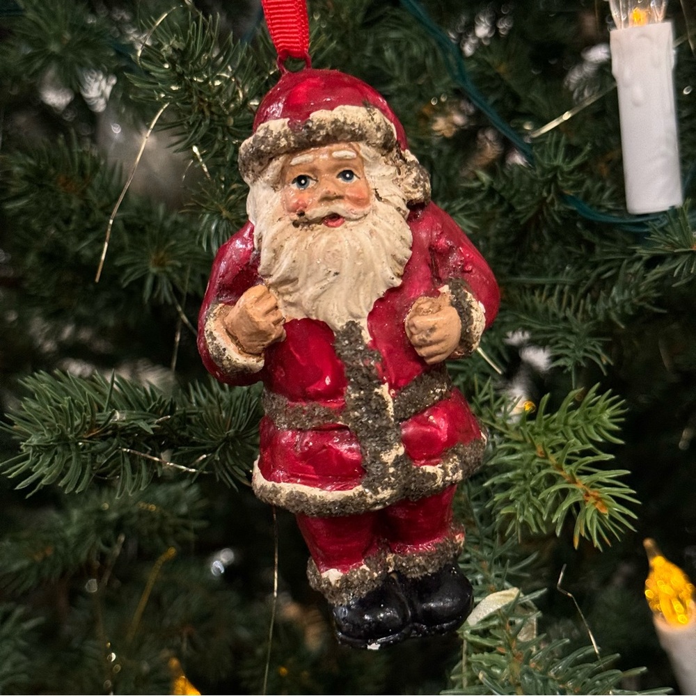Vintage Pottery Barn Ceramic/ Glass Christmas Ornament: Santa